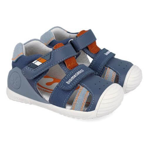 Sandale copii baieti din piele Biomecanics, Albastru – 262123-A556