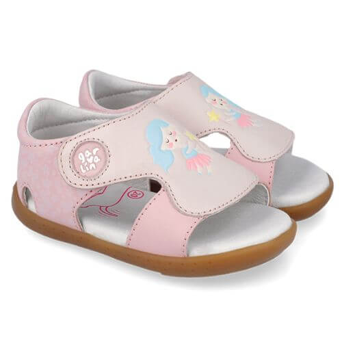 Sandale copii fete din piele Garvalin, Roz – 262328-A032