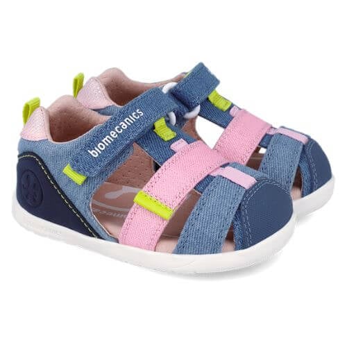 Sandale copii fete calapod lat din textil Biomecanics, Albastru – 262199-C727