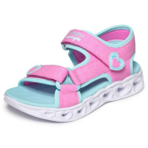 Sandale copii fete cu LED din material sintetic Skechers, Roz – 303114-PKTQ