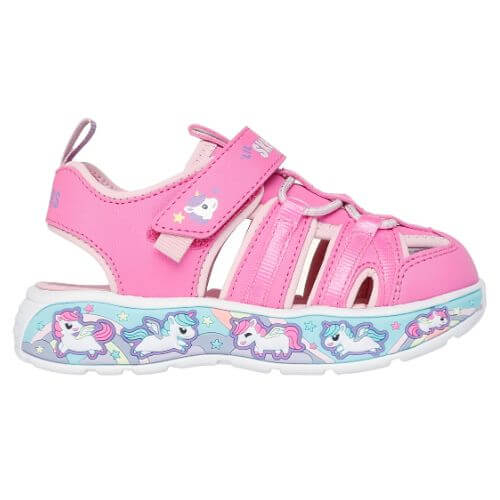 Sandale copii fete din material sintetic Skechers, Roz – 303162-PKLP