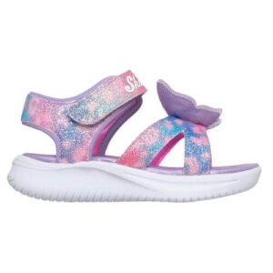Sandale copii fete cu LED din textil Skechers, Lavanda – 303109-LVMT