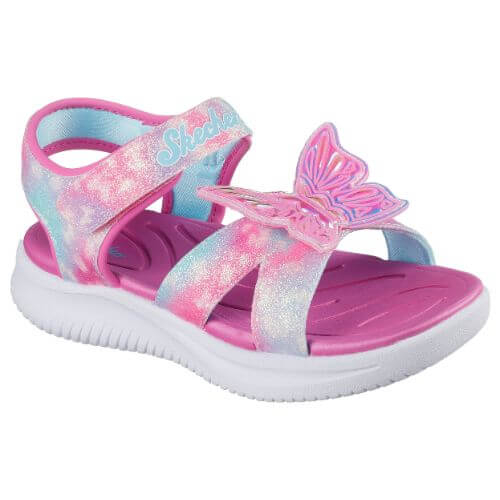 Sandale copii fete cu LED din textil Skechers, Roz – 303109-PKMT