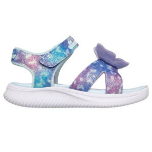 Sandale copii fete cu LED din textil Skechers, Albastru – 303109-BLMT