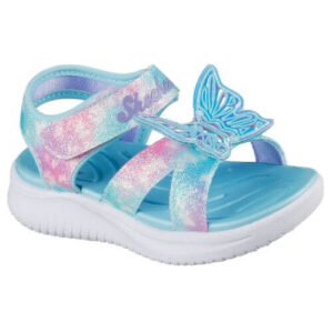 Sandale copii fete cu LED din textil Skechers, Albastru – 303109-AQMT