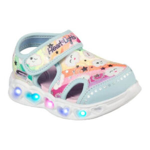Sandale copii fete cu LED din textil Skechers, Albastru -302977 TQMT