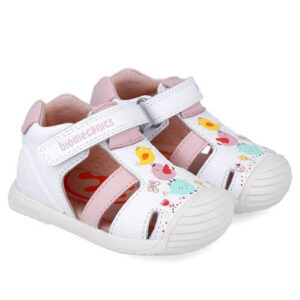 Sandale copii fete din piele Biomecanics, Alb – 252106-B050