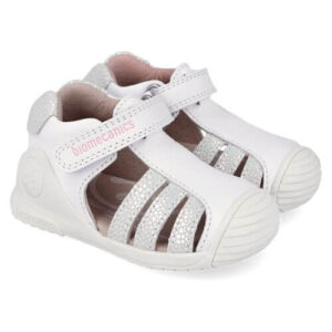 Sandale copii fete din piele Biomecanics, Alb – 262106-B050