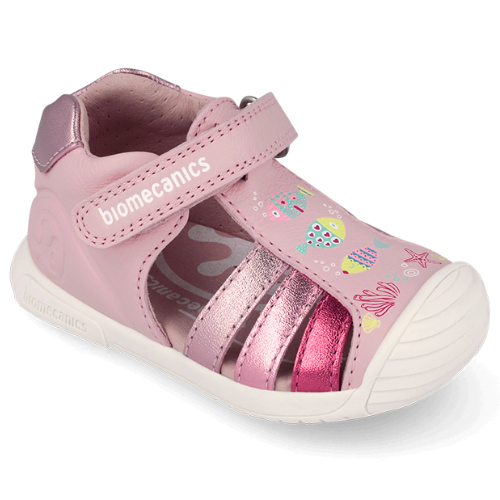 Sandale copii fete din piele Biomecanics, Roz – 262109-A032