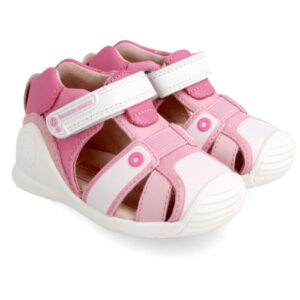 Sandale copii fete din piele Biomecanics, Roz – 222132-F