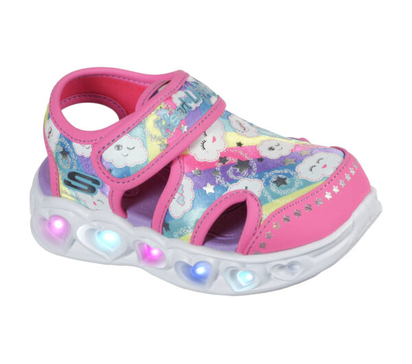Sandale copii fete cu LED din textil Skechers, Roz -302977 HPMT Sandale copii fete cu LED din textil Skechers, Roz -302977 HPMT