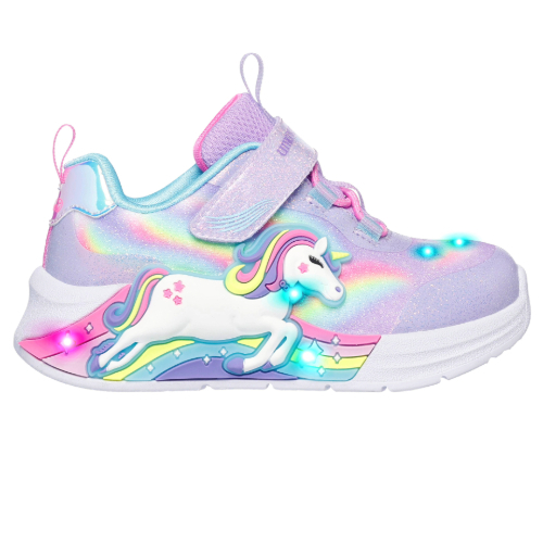 Pantofi copii fete cu LED din textil Skechers, Mov – 302298-LVMT