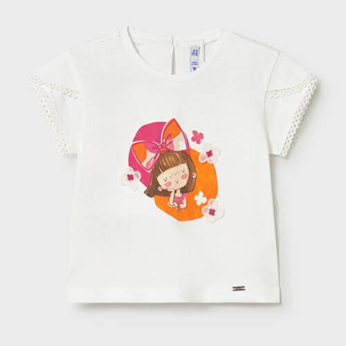 Tricou din bumbac pentru fete Mayoral, Alb – 1079-90