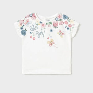 Tricou din bumbac pentru fete Mayoral, Alb – 1048-066