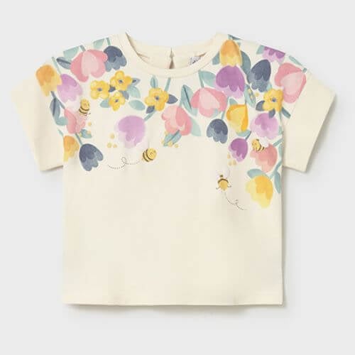Tricou din bumbac pentru fete Mayoral, Alb – 1085-21
