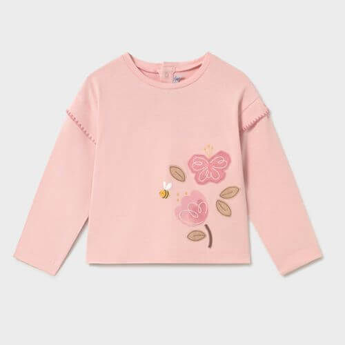 Tricou maneca lunga din bumbac pentru fete Mayoral, Peony – 1088-32