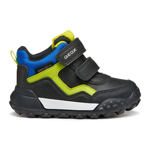 Ghete impermeabile baieti Geox Trekkyup ABX, Negru/Verde Neon – B566LB_0MEFU_C9299