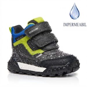 Ghete impermeabile baieti Geox Trekkyup ABX, Negru/Verde Neon – B566LB_0MEFU_C9299