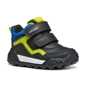 Ghete impermeabile baieti Geox Trekkyup ABX, Negru/Verde Neon – B566LB_0MEFU_C9299