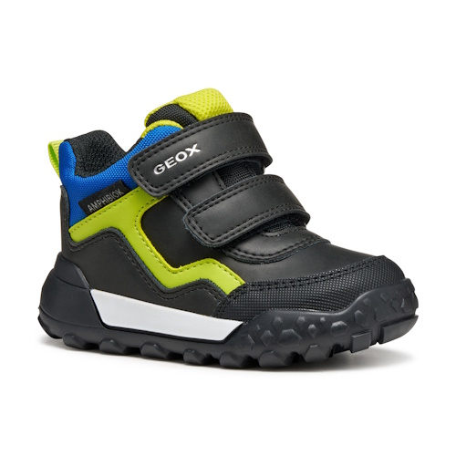 Ghete impermeabile baieti Geox Trekkyup ABX, Negru/Verde Neon – B566LB_0MEFU_C9299