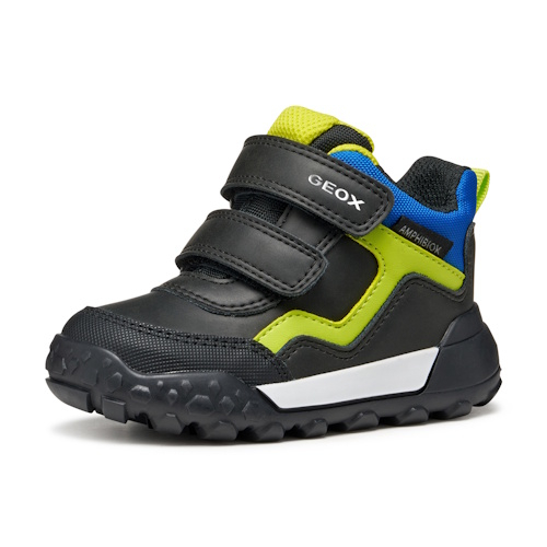 Ghete impermeabile baieti Geox Trekkyup ABX, Negru/Verde Neon – B566LB_0MEFU_C9299